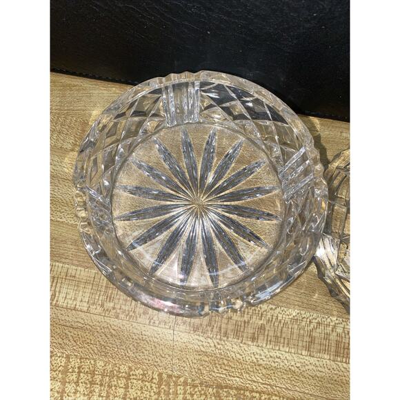 Vanity Powder Jar Trinket Jewel Box w/ Lid Antique Cut Glass Round 4” Diameter - Picture 3 of 8